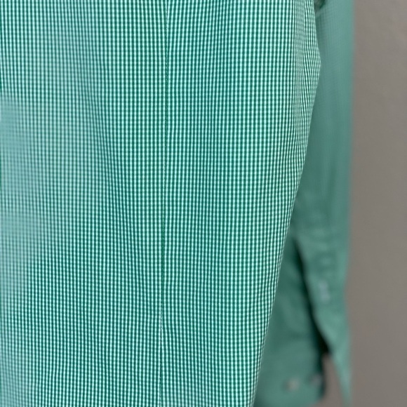 Mauro Boano green white micro check long sleeve button up shirt, sz M, altered - Picture 6 of 6